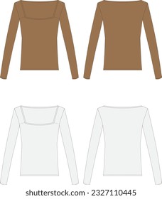 Long Sleeve Top Fashion Flat Template 