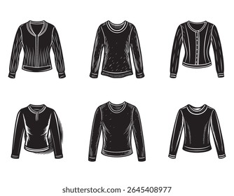 long sleeve top sketch icon silhouette vector illustration
