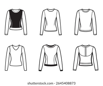long sleeve top sketch line art vector illustration
