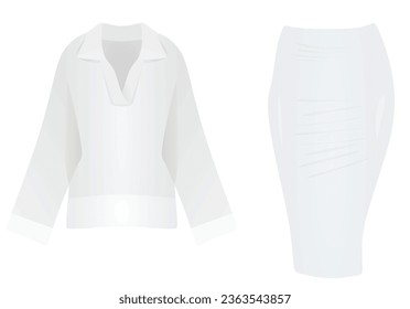 Long sleeve top and skirt. vector