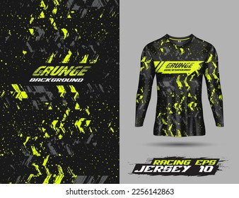 Long sleeve Tshirt abstract grunge background for extreme sport jersey team, motocross, car racing, cycling, fishing, diving, leggings, football, gaming