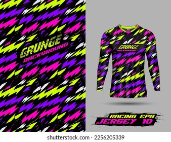 Long sleeve Tshirt abstract grunge background for extreme sport jersey team, motocross, car racing, cycling, fishing, diving, leggings, football, gaming