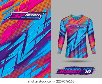 Long sleeve Tshirt abstract grunge background for extreme sport jersey team, motocross, car racing, cycling, fishing, diving, leggings, football, gaming