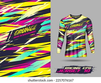 Long sleeve Tshirt abstract grunge background for extreme sport jersey team, motocross, car racing, cycling, fishing, diving, leggings, football, gaming