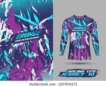 Long sleeve Tshirt abstract grunge background for extreme sport jersey team, motocross, car racing, cycling, fishing, diving, leggings, football, gaming