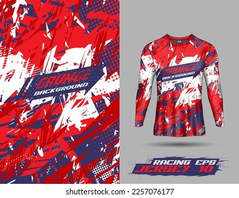 Long sleeve Tshirt abstract grunge background for extreme sport jersey team, motocross, car racing, cycling, fishing, diving, leggings, football, gaming