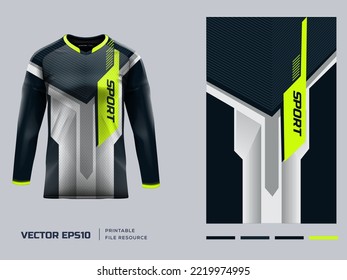 Long sleeve t-shirt design. Motorcycle, Mountain bike racing jersey mockup. Printable design eps 10 format.