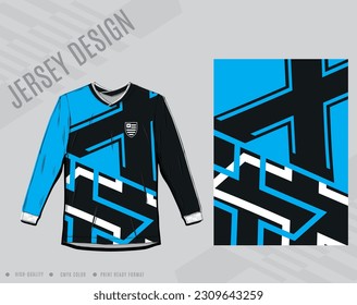 Long sleeve t-shirt design template, Motorcycle racing jersey mockup. uniform front and back view. Vector