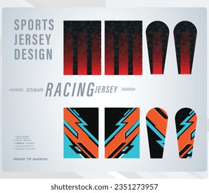 Long sleeve t-shirt design template, Motorcycle racing jersey mockup. uniform front and back view. Vector