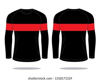 Long Sleeve T-shirt Design Vector
(Black / Red)