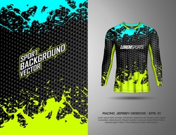 Long Sleeve And T-shirt Designs Sports Abstract Background For Extreme Jersey Team, Cycling, Football, Gaming And Racing Livery.