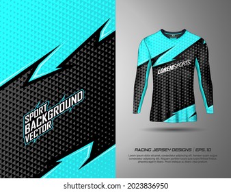 Las mangas largas y las camisetas diseñan un fondo deportivo abstracto para el equipo de camisetas extremas, ciclismo, fútbol, juegos de azar y carreras.