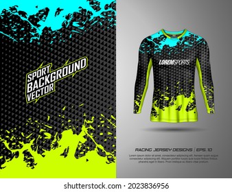 Long sleeve and t-shirt designs sports abstract background for extreme jersey team, cycling, football, gaming and racing livery.