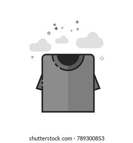 Long sleeve T-shirt icon in flat outlined grayscale style. Vector illustration.