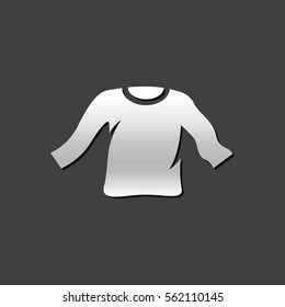 Long sleeve T-shirt icon in metallic grey color style.Fashion laundry cleaning