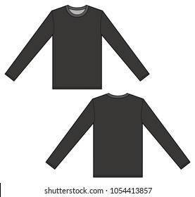 long sleeve T-shirt set vector illustration flat sketches template