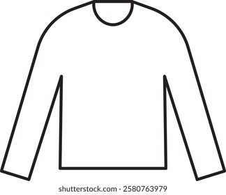 Long Sleeve T-shirt Simple Minimalist Outline Vector Icon Illustration