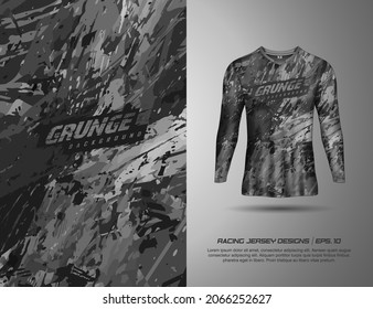 Long sleeve Tshirt sport grunge background for extreme jersey team, racing, cycling, football, motocross, gaming, backdrop, wallpaper.