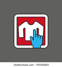 Long sleeve tshirt or tee store touch shopping on mobile. Icon for app, website, or advertising