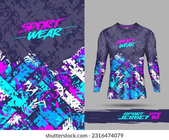 Long sleeve t-shirt template abstract background for extreme jersey team, racing, cycling, leggings, football, gaming and sport livery.