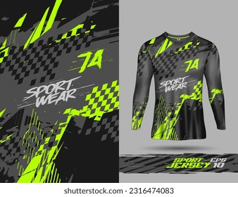 Long sleeve t-shirt template abstract background for extreme jersey team, racing, cycling, leggings, football, gaming and sport livery.