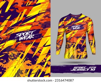 Long sleeve t-shirt template abstract background for extreme jersey team, racing, cycling, leggings, football, gaming and sport livery.