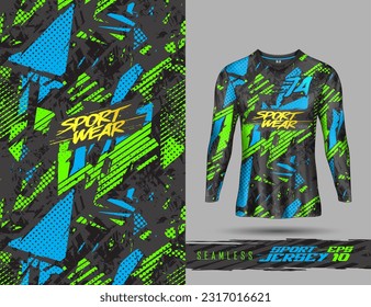 Long sleeve t-shirt template abstract background for extreme jersey team, racing, cycling, leggings, football, gaming and sport livery.