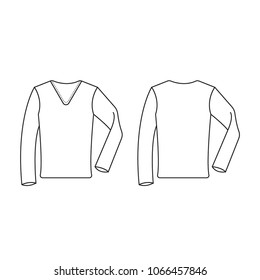 long sleeve t-shirt vector drawing, front and back