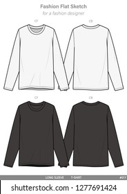 LONG SLEEVE T-SHIRTS fashion flat technical drawing template