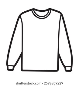 long sleeve t-shirts, simple black and white line art