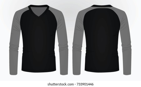 Long Sleeve V Neck T Shirt. Vector Illustration