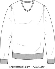 long sleeve v neck vector