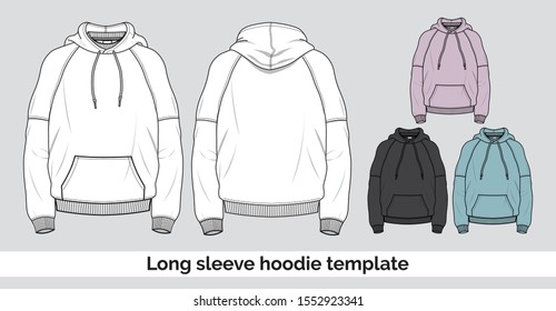 Long sleeve vector hoodie template