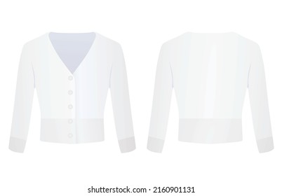Long sleeve white blouse. vector illustration