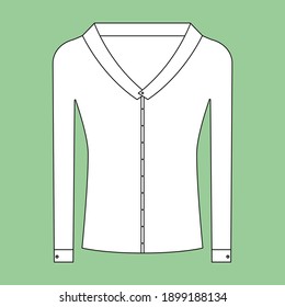 Long sleeve white shirt outline. Vector isolated illustration. Icon.