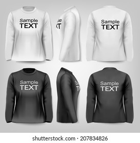 Camisetas femeninas de manga larga con espacio de texto de muestra.Vector. 