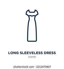 long sleeveless dress icon from clothes collection. Thin linear long sleeveless dress, 1, 2 outline icon isolated on white background. Line vector long sleeveless dress sign, symbol for web and mobile