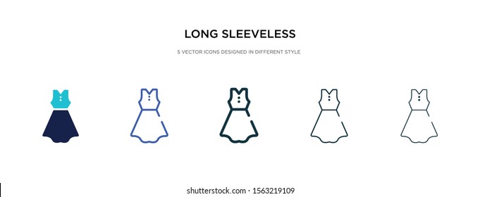 long sleeveless dress icon in different style vector illustration. two colored and black long sleeveless dress vector icons designed in filled, outline, line and stroke style can be used for web,