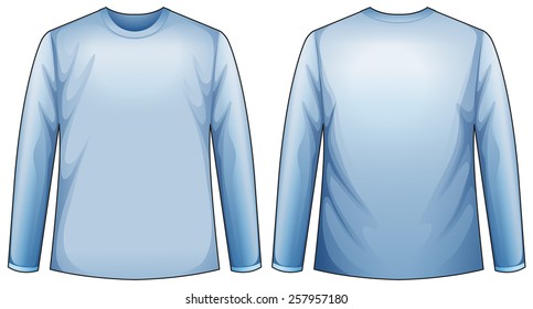 Long sleeves blue shirt with front and back view