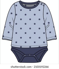 LONG SLEEVES BODYSUIT WITH MOCK TSHIRT AND CONTRAST RIB DETAIL FOR BABY BOYS AND TODDLER BOYS IN EDITABLE VECTOR FILE