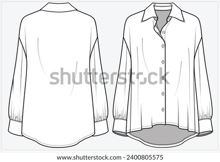 LONG SLEEVES HIGH LOW HEMLINE SHIRT DESIGNED FOR WOMEN AND TEEN GIRLS IN  VECTOR ILLUSTRATION FILE