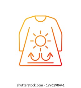 Long sleeves and loose clothing gradient linear vector icon. Outfit for summer weather. Heatstroke prevention. Thin line color symbols. Modern style pictogram. Vector isolated outline drawing