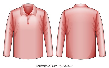 Long sleeves pink shirt with front and back view