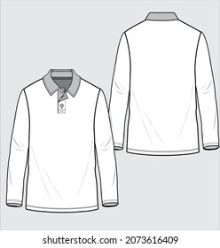 LONG SLEEVES POLO SHIRT DESIGNED FOR MEN YOUNG MEN AND TEEN BOYS IN VECTOR ILLUSTRATION