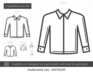 Long sleeves shirt vector line icon isolated on white background. Long sleeves shirt line icon for infographic, website or app. Scalable icon designed on a grid system.