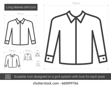 Long sleeves shirt vector line icon isolated on white background. Long sleeves shirt line icon for infographic, website or app. Scalable icon designed on a grid system.