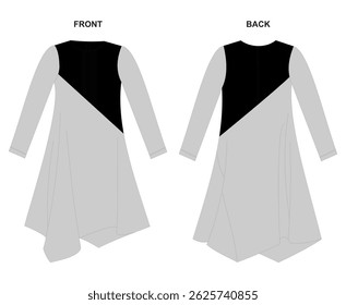 Long Sleeves Tunic, Two Tone Fashion, Vector, Graphics, Modest Tunic Fashion
