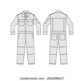 Long sleeves working overalls ( Jumpsuit, Boilersuit ) template vector illustration white