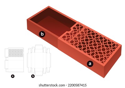 caja larga corredera con esténcil patrón de lujo molde la plantilla de corte y maquillaje 3D