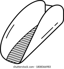 Long snack paper box. Vector outline icon. 